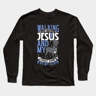 Jesus and dog - German Mastiff Long Sleeve T-Shirt